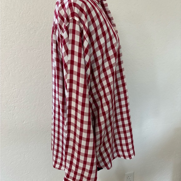 Loft Checked Blouse in a Deep Burgundy Red - Picture 2 of 8